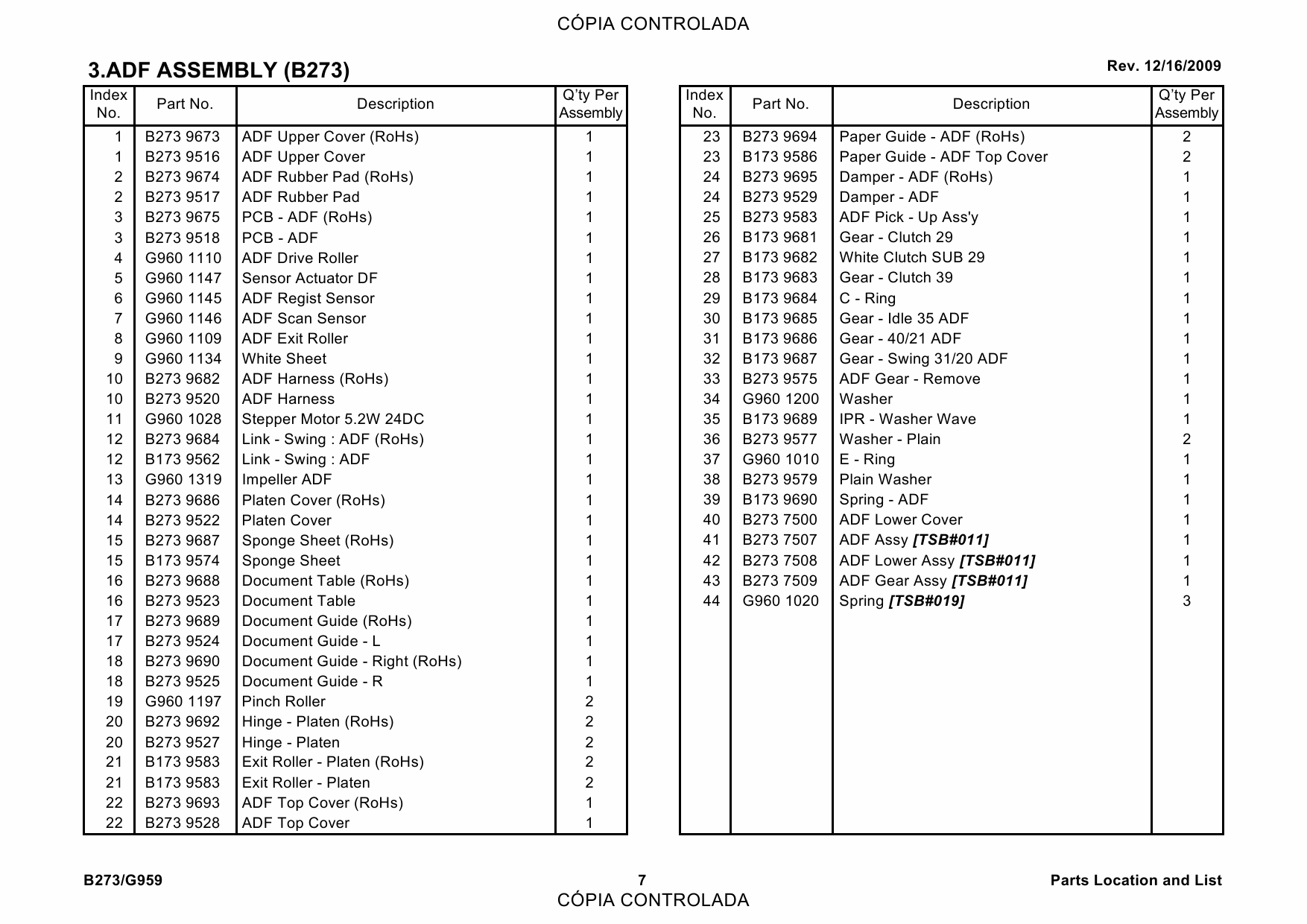 RICOH Aficio AC205 AC205L B273 G959 Parts Catalog-6